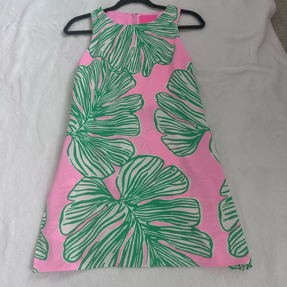 Lilly Pulitzer Pink and Green Leaf Print Dress